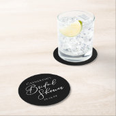 Chic Black White Bridal Shower Personalized ラウンドペーパーコースター (インサイチュ)