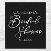 Chic Black White Bridal Shower Personalized ワインラベル (シングルラベル)