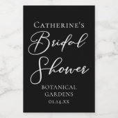 Chic Black White Bridal Shower Personalized ワインラベル (シングルラベル)