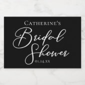 Chic Black White Bridal Shower Personalized Mini スパークリングワインラベル (シングルラベル)