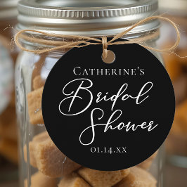 Chic Black White Bridal Shower Personalized Party フェイバータグ