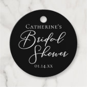 Chic Black White Bridal Shower Personalized Party フェイバータグ (正面)