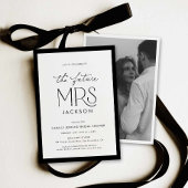 Chic Black & White Bridal Shower Photo Invitation 招待状