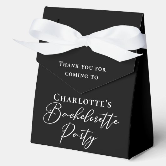 Chic Black White Customized Bachelorette Party フェイバーボックス (正面)