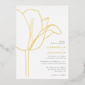 Chic Black White Gold Tulip Wedding 箔招待状 (正面)