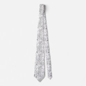Chic Black White Line Art Vines Floral Pattern ネクタイ (正面)