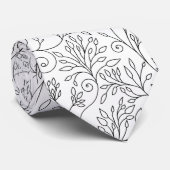 Chic Black White Line Art Vines Floral Pattern ネクタイ (ロール)