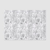 Chic Black White Line Art Vines Floral Pattern 薄葉紙 (正面)