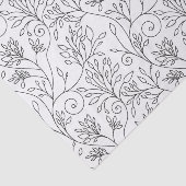 Chic Black White Line Art Vines Floral Pattern 薄葉紙 (詳細)