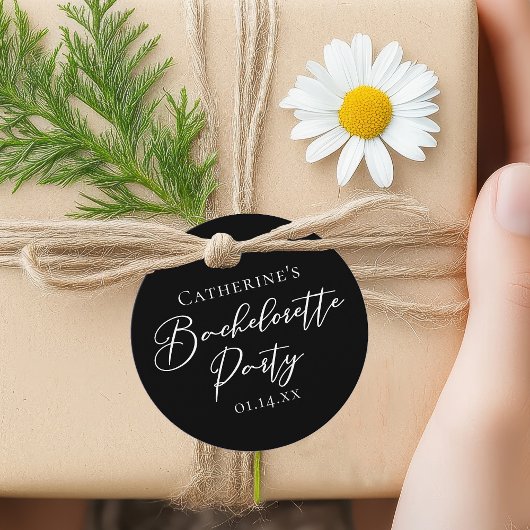 Chic Black White Minimalist Bachelorette Party フェイバータグ