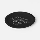 Chic Black White Minimalist Bachelorette Party ペーパープレート (アングル)