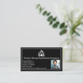 Chic Black White Real Estate Company Realtor Photo 名刺 (スタンド正面)