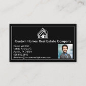 Chic Black White Real Estate Company Realtor Photo 名刺 (正面)