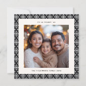 Chic Black & White Snowflake Photo Christmas Card カード (正面)