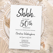 Chic Black White Surprise 50th Birthday 招待状