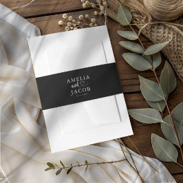 Chic Black & White Typography Weddingg 招待状ベリーバンド