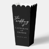 Chic Black White Wedding Personalized Popcorn フェイバーボックス (正面)