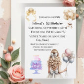 Chic Blonde Girl 13th Birthday Party Invitation 招待状