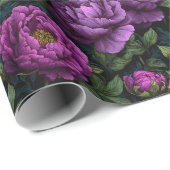 Chic Blooming Peonies Flower Wrapping Paper ラッピングペーパー (ロールコーナー)