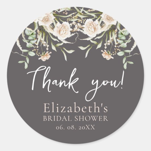 Chic Blossom Boho Bridal Shower ラウンドシール (正面)