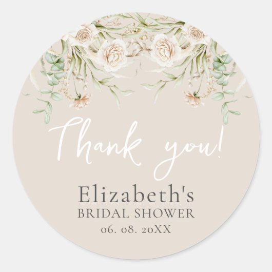 Chic Blossom Boho Bridal Shower ラウンドシール (正面)
