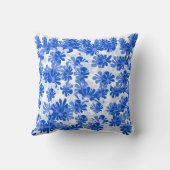 Chic Blossoms: Vibrant Blue Cushion クッション (裏面)