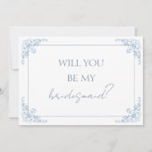 Chic Blue and White Bridesmaid Proposal Card サンキューカード (正面)