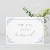 Chic Blue and White Bridesmaid Proposal Card サンキューカード (スタンド正面)