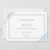 Chic Blue and White Bridesmaid Proposal Card サンキューカード (裏面)