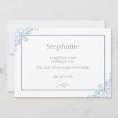 Chic Blue and White Maid of Honor Proposal Card サンキューカード (裏面)