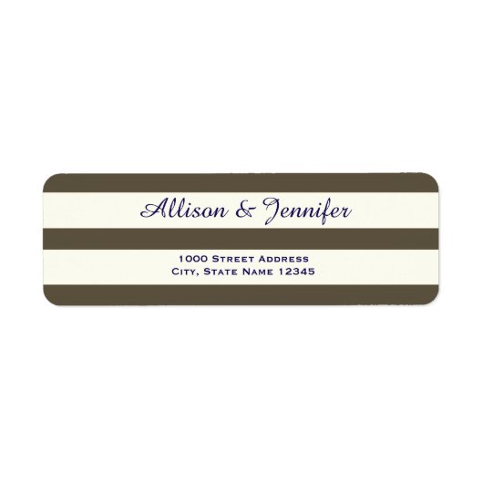 Chic Blue and White Striped Address ラベル (正面)