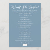 Chic Blue Downloadable Bridal Shower Guess Game カード (正面)