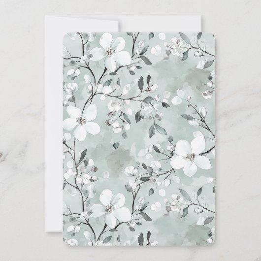 Chic Blue Dragonfly Dream Floral Bridal Shower 招待状 (裏面)