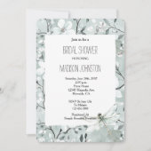 Chic Blue Dragonfly Dream Floral Bridal Shower 招待状 (正面)