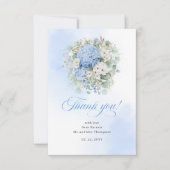 Chic Blue Floral Eucalyptus Wedding thank you card 出欠カード (正面)