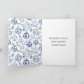 Chic Blue Floral Truck Christmas Tree カード (内部)