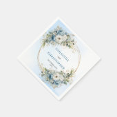 Chic Blue Flowers Gold Frame Wedding Napkins スタンダードカクテルナプキン (角)