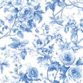Chic Blue French Toile Roses Floral Table Runner ロングテーブルランナー