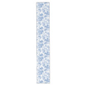 Chic Blue French Toile Roses Floral Table Runner ロングテーブルランナー (正面)