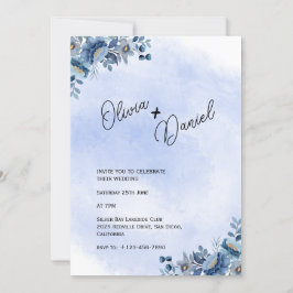 Chic Blue Garden Wedding Invitation 招待状