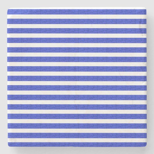 Chic Blue Geometric Stripes ストーンコースター (正面)
