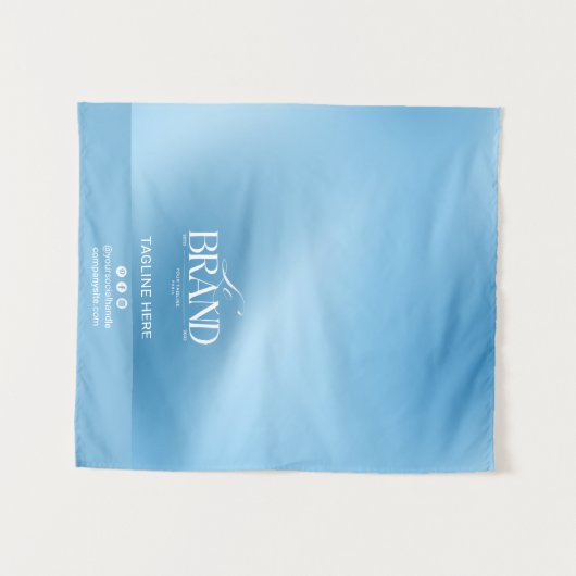 Chic Blue Gradient Logo Event Display Table Runner タペストリー (正面(横))