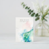 Chic Blue Green Blush Watercolor Agate Necklace 名刺 (スタンド正面)