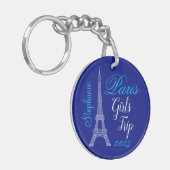 Chic Blue Paris Eiffel Tower Girls Trip キーホルダー (正面左)