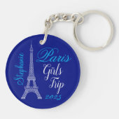 Chic Blue Paris Eiffel Tower Girls Trip キーホルダー (裏面)