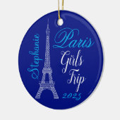Chic Blue Paris Eiffel Tower Girls Trip セラミックオーナメント (左)
