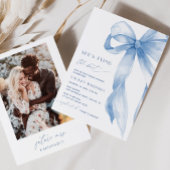 Chic Blue Photo Tying The Knot Photoブライダルシャワー 招待状