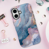 Chic Blue Pink Gold Agate Marble Case-Mate iPhoneケース