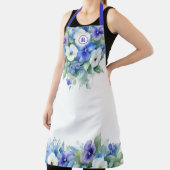 Chic Blue & Purple Shades Elegant Pansies Floral エプロン (インサイチュ)