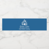 Chic Blue Real Estate Company Custom Realtor ペットボトルラベル (シングルラベル)